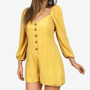 Amuse Society Liliana Romper Size S Sunray Yellow Earthy Casual Festival Summer